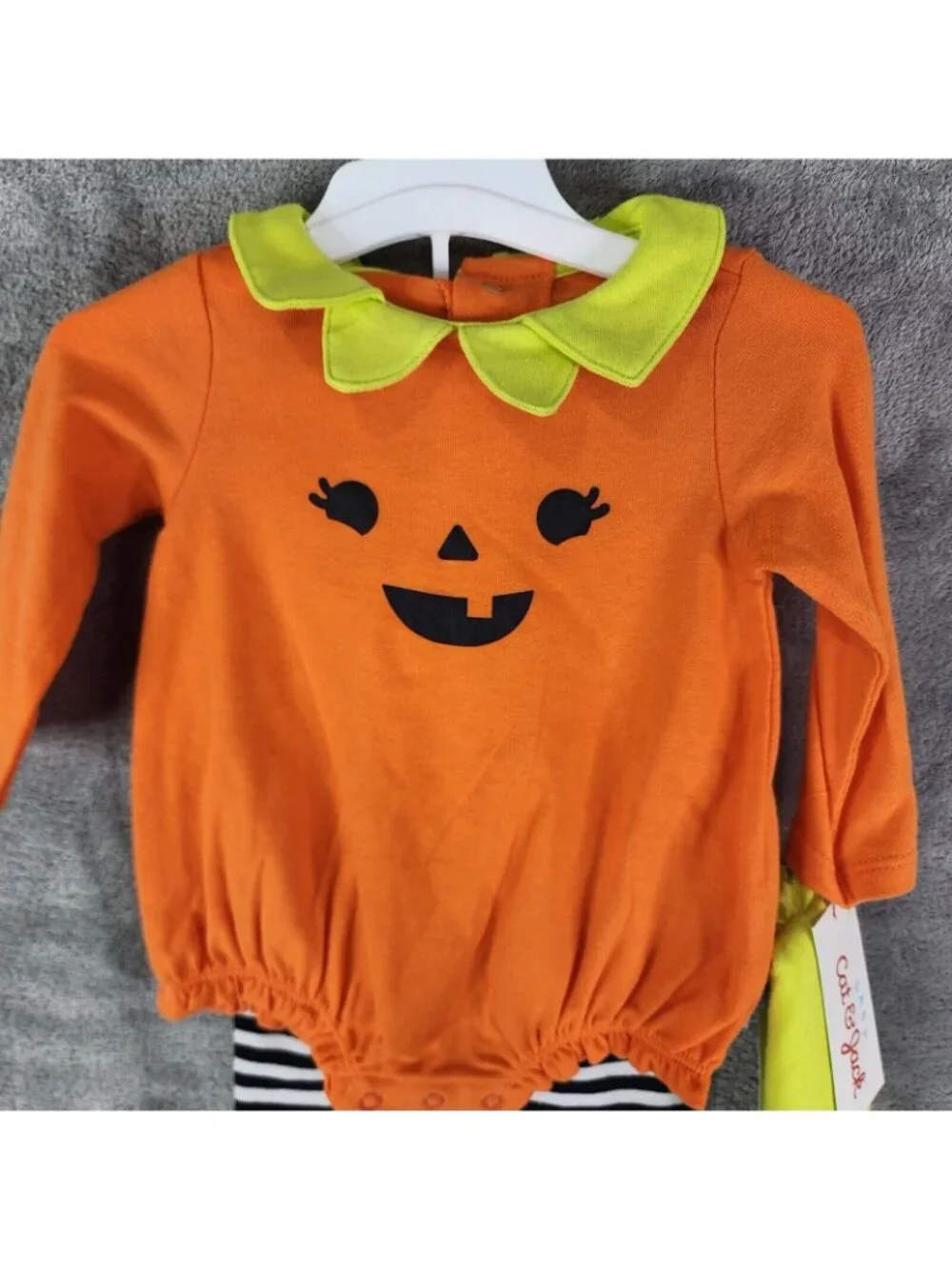 Baby Girls Pumpkin Bodysuit & Leggings Outfit Set Halloween Headband Size NB